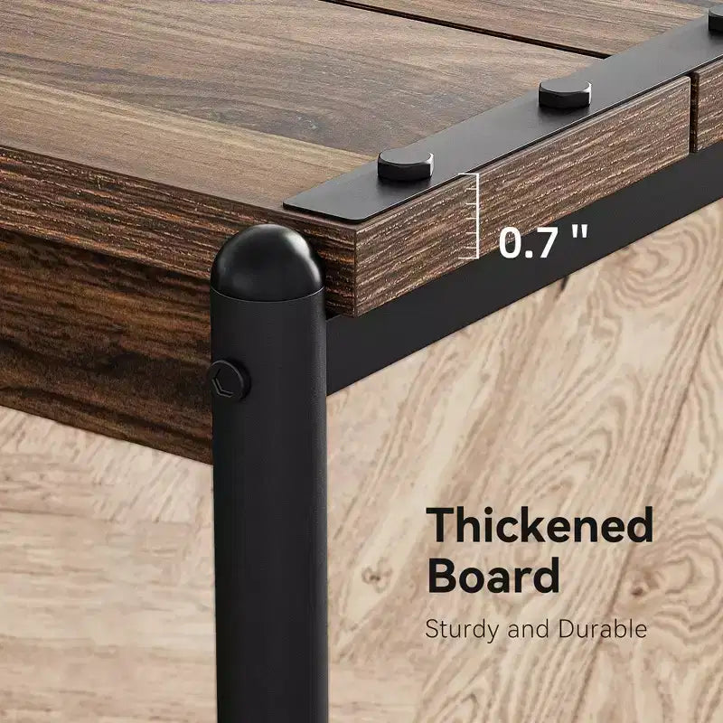 Table d'appoint à cadre en bois et métal à 2 niveaux, grise, simple