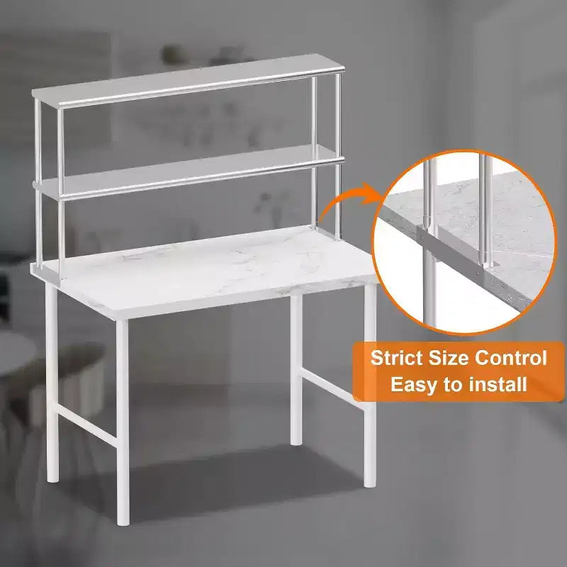 Étagère supérieure réglable à 2 niveaux en acier inoxydable argenté pour tables de préparation de cuisine