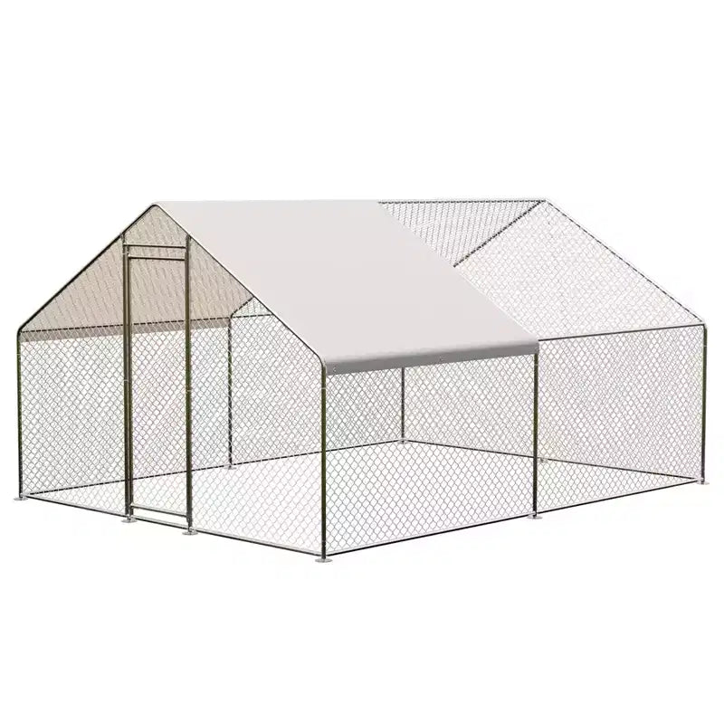 Enclos à volaille grillagé Silver, toit en pointe, porte verrouillable, pour poulets, canards, lapins