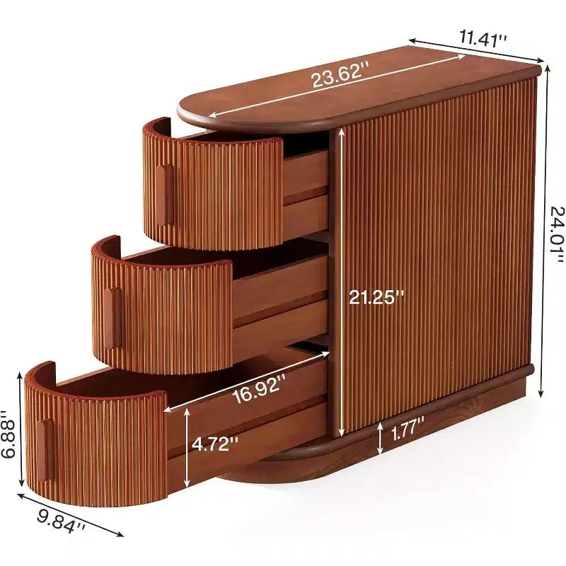 Table d'appoint ovale étroite à 2 tiroirs (pour 1) Noire / Marron / Chêne brun / Blanc cassé / Noyer