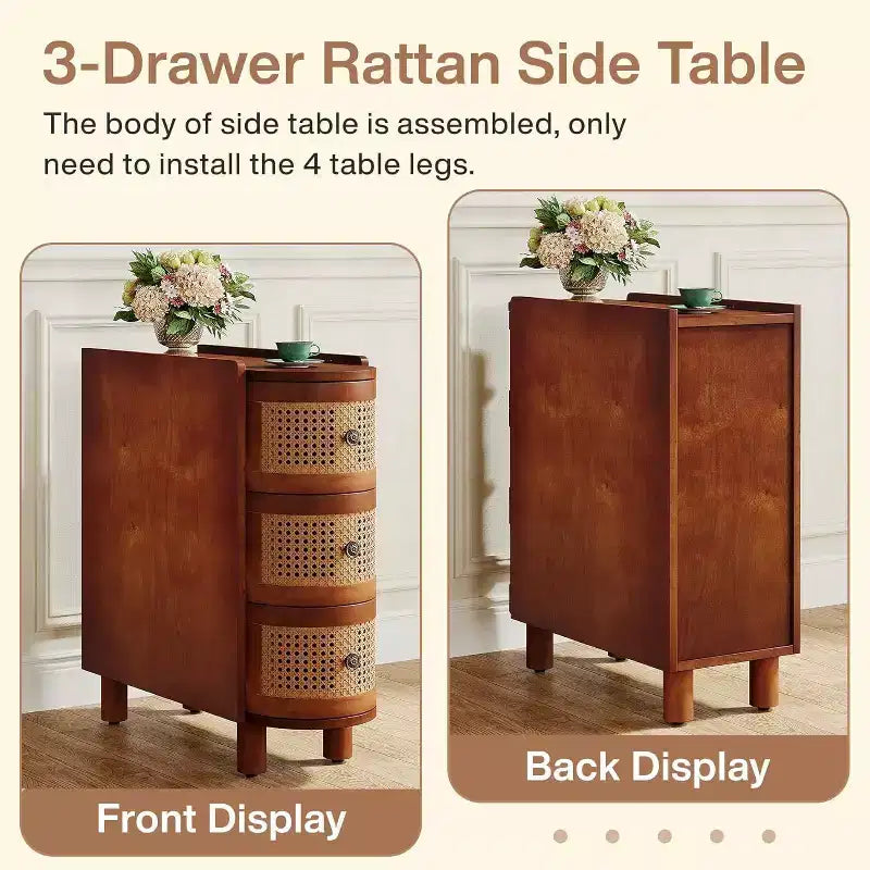 Table d'appoint ovale étroite à 2 tiroirs (pour 1) Noire / Marron / Chêne brun / Blanc cassé / Noyer
