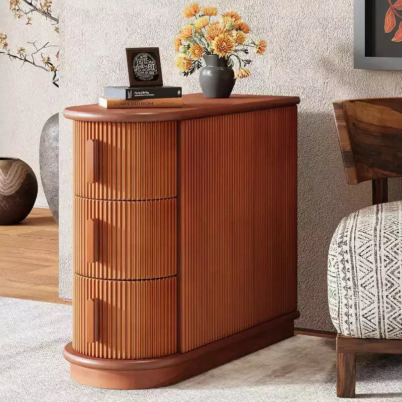 Table d'appoint ovale étroite à 2 tiroirs (pour 1) Noire / Marron / Chêne brun / Blanc cassé / Noyer