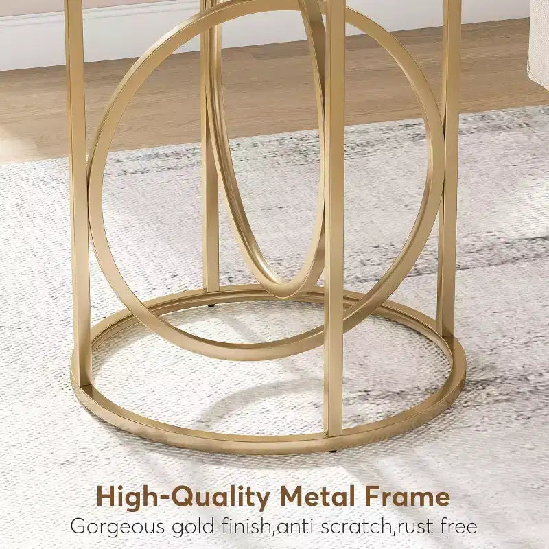 Table d'appoint industrielle étroite et ronde avec base métallique creuse – Table de chevet cylindrique