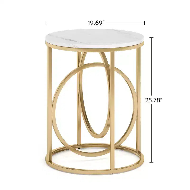 Table d'appoint industrielle étroite et ronde avec base métallique creuse – Table de chevet cylindrique
