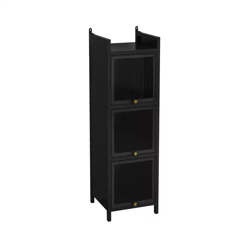 Armoire de rangement en fer noir/vert foncé avec portes vitrées, 3 ou 4 niveaux, pour 1 personne