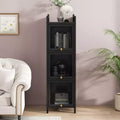 Armoire de rangement en fer noir/vert foncé avec portes vitrées, 3 ou 4 niveaux, pour 1 personne