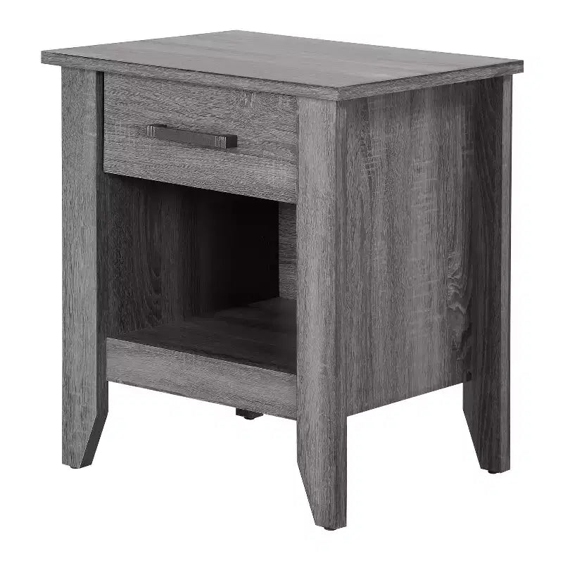 Table de chevet grise à 1 tiroir avec étagère ouverte