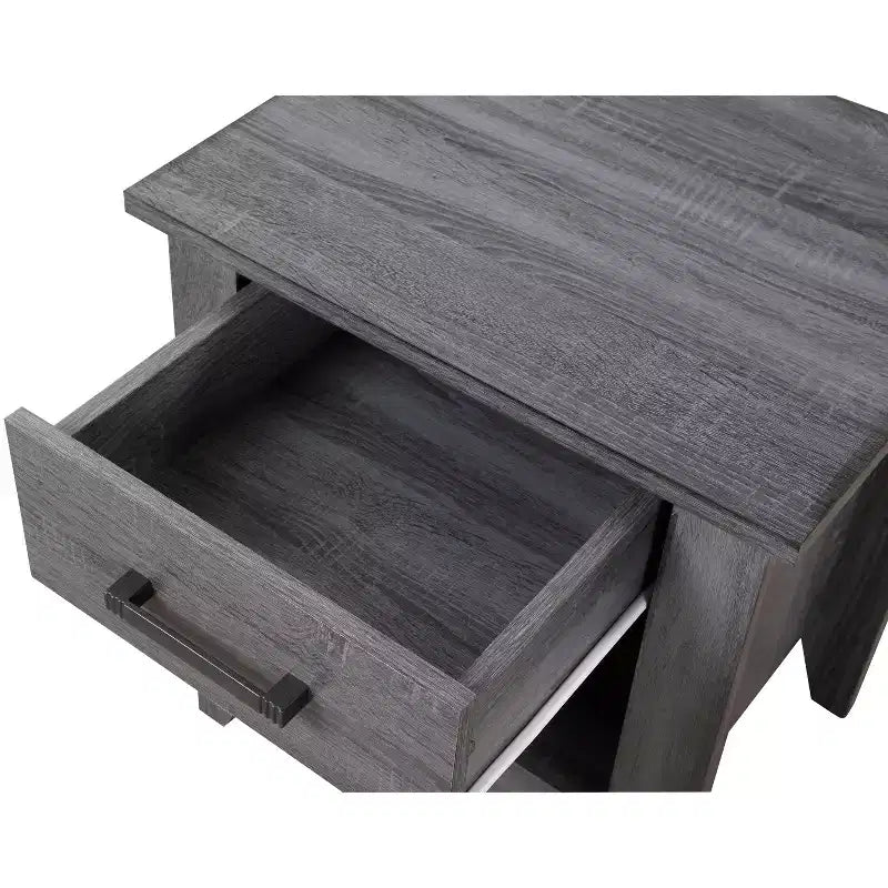 Table de chevet grise à 1 tiroir avec étagère ouverte