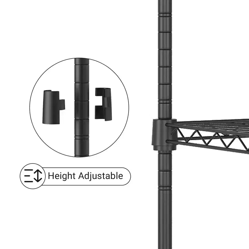 Étagère métallique noire à 5 niveaux, hauteur réglable, 81,6 kg par étagère