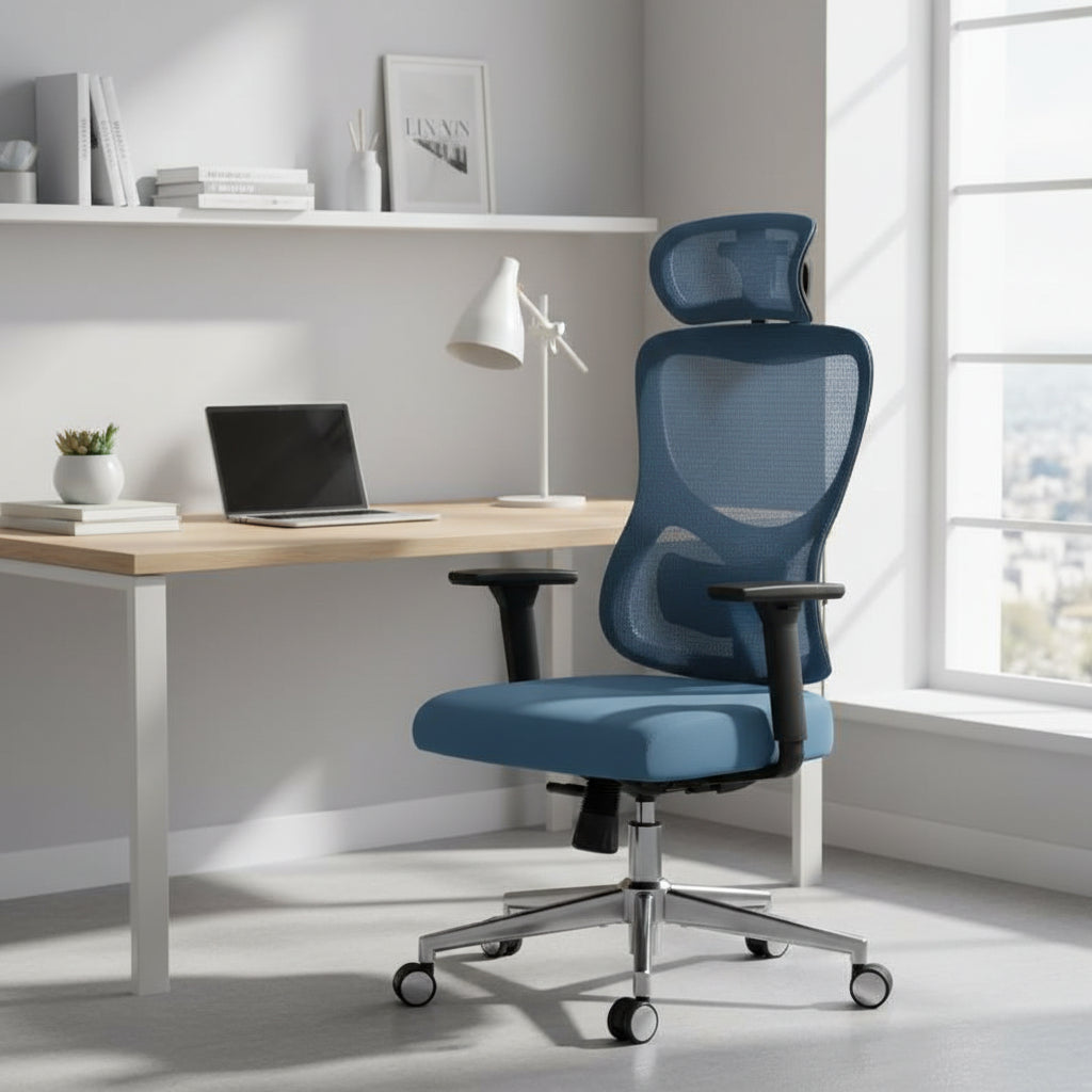Okak Ergonomic Office Chair, Mesh Desk Chair with Headrest, Adjustable Lumbar Support and Armrests, High Back Gaming Chair for Office, Home