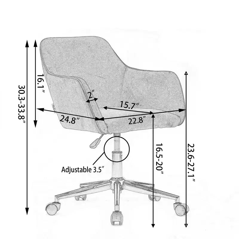 Fauteuil de bureau pivotant en tissu Teddy blanc avec piètement en métal doré, 1 personne, hauteur réglable