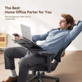 Chaise de bureau ergonomique en maille noire avec support pour ordinateur portable, 1 personne, hauteur réglable