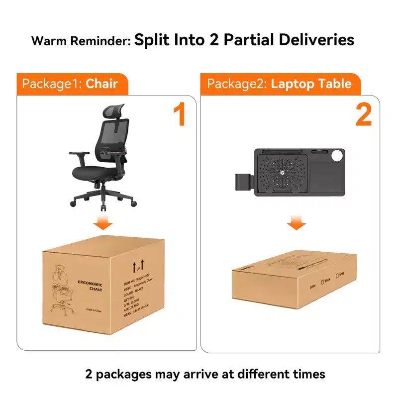 Chaise de bureau ergonomique en maille noire avec support pour ordinateur portable, 1 personne, hauteur réglable