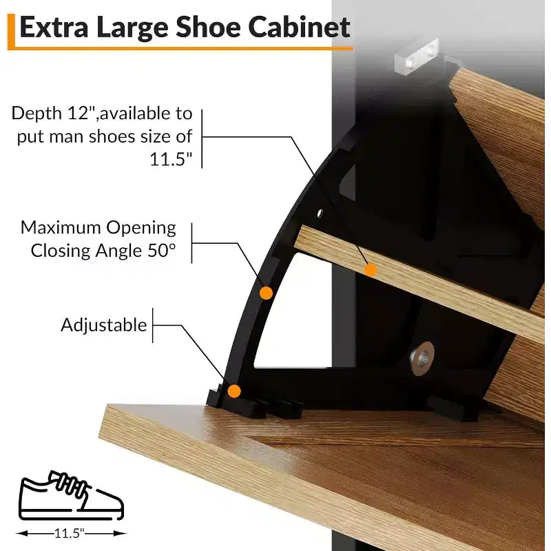 Meuble à chaussures rétro noir et bois avec 4 tiroirs basculants – Autonome, peut contenir 28 paires