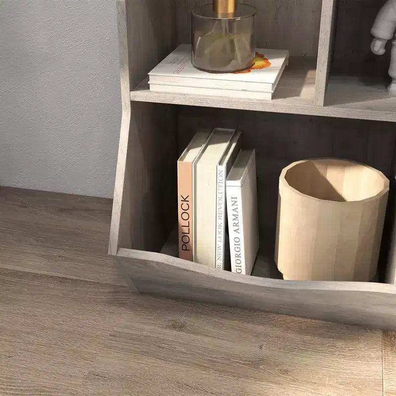 Organisateur de jouets pour enfants avec 5 casiers et un plateau inférieur, marron/gris/rose/blanc, MDF, pour 1 an et plus