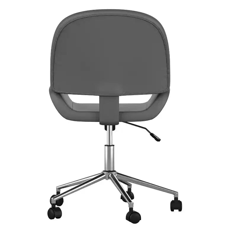 Chaise de bureau sans accoudoirs en similicuir gris avec hauteur réglable, pour 1 personne