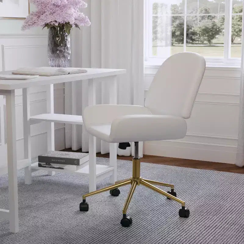 Chaise de bureau sans accoudoirs en similicuir gris avec hauteur réglable, pour 1 personne