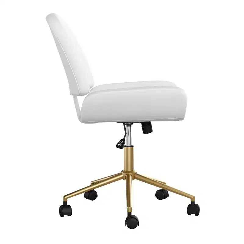 Chaise de bureau sans accoudoirs en similicuir gris avec hauteur réglable, pour 1 personne