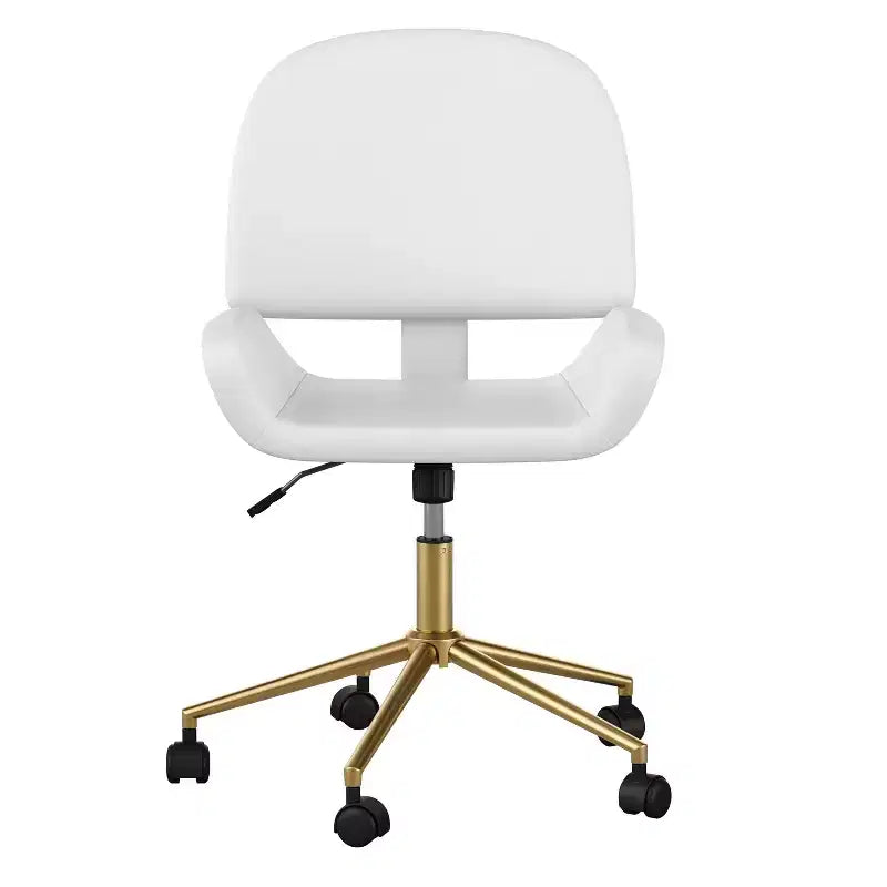 Chaise de bureau sans accoudoirs en similicuir gris avec hauteur réglable, pour 1 personne