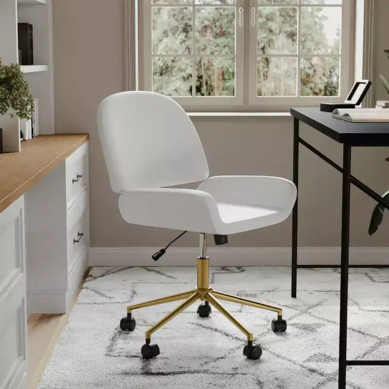 Chaise de bureau sans accoudoirs en similicuir gris avec hauteur réglable, pour 1 personne