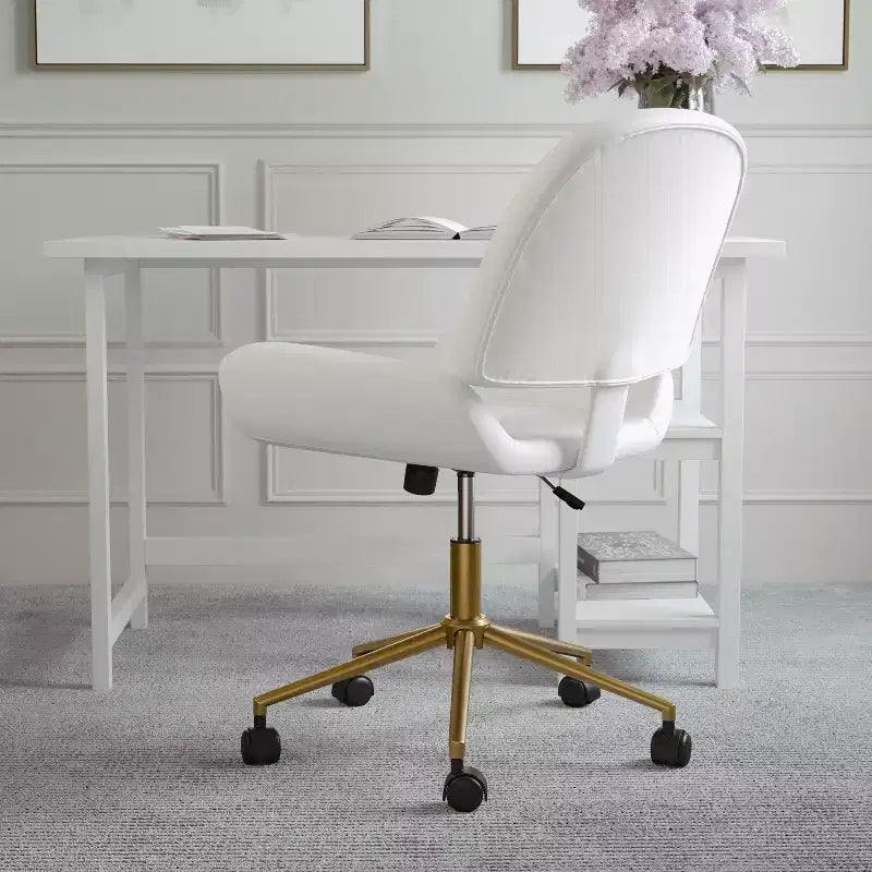 Chaise de bureau sans accoudoirs en similicuir gris avec hauteur réglable, pour 1 personne