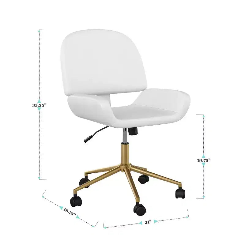 Chaise de bureau sans accoudoirs en similicuir gris avec hauteur réglable, pour 1 personne