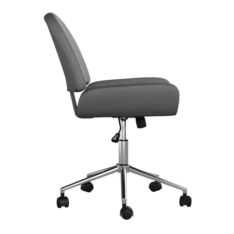 Chaise de bureau sans accoudoirs en similicuir gris avec hauteur réglable, pour 1 personne