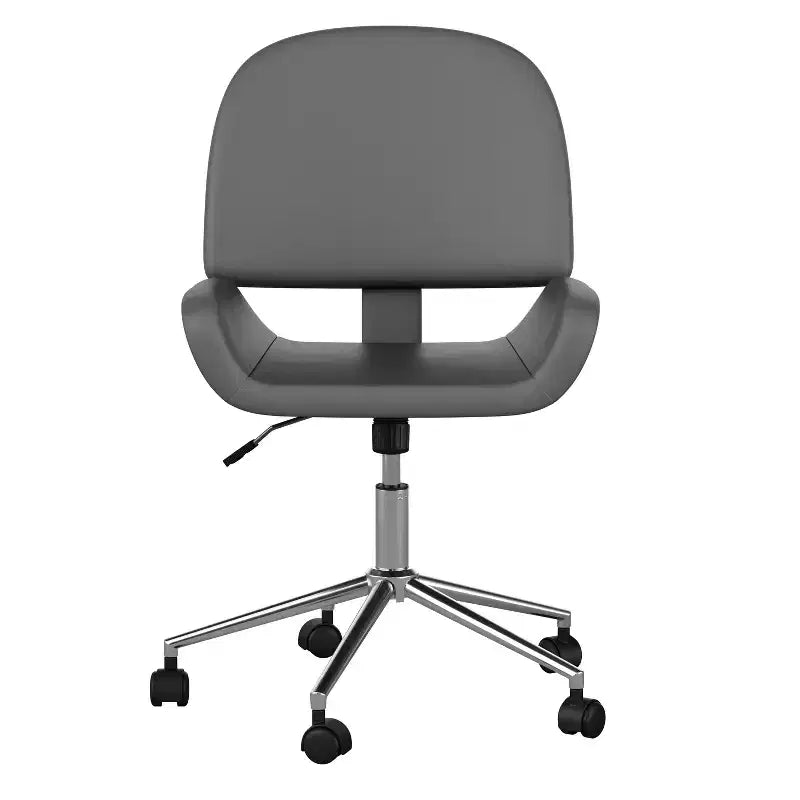 Chaise de bureau sans accoudoirs en similicuir gris avec hauteur réglable, pour 1 personne
