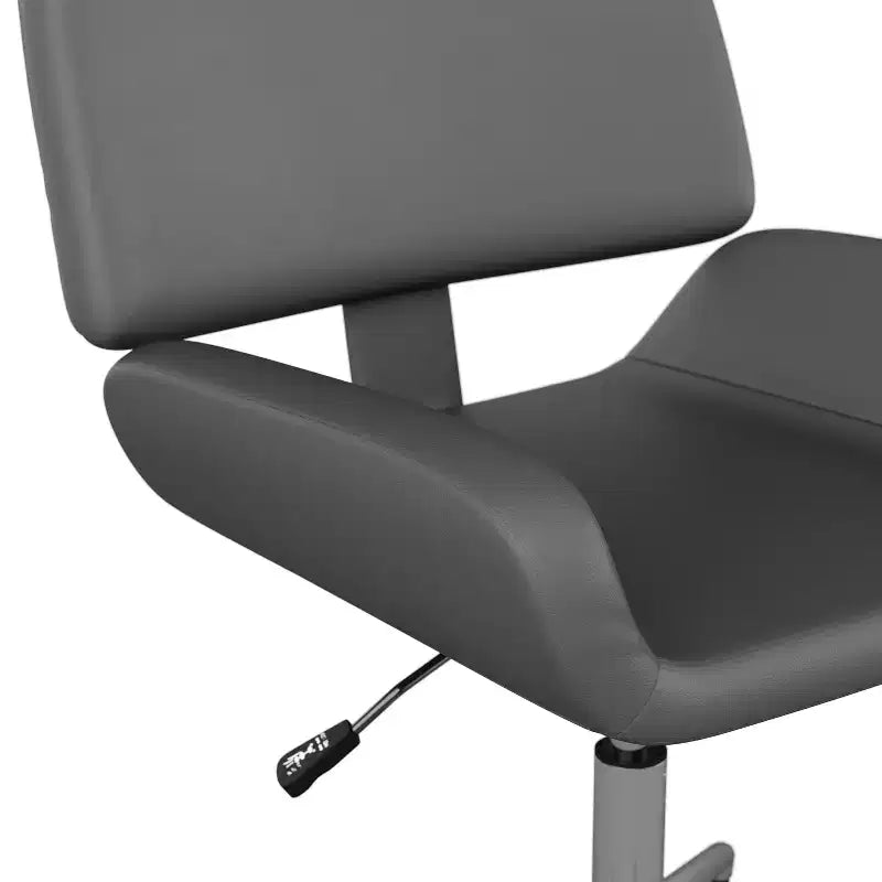 Chaise de bureau sans accoudoirs en similicuir gris avec hauteur réglable, pour 1 personne