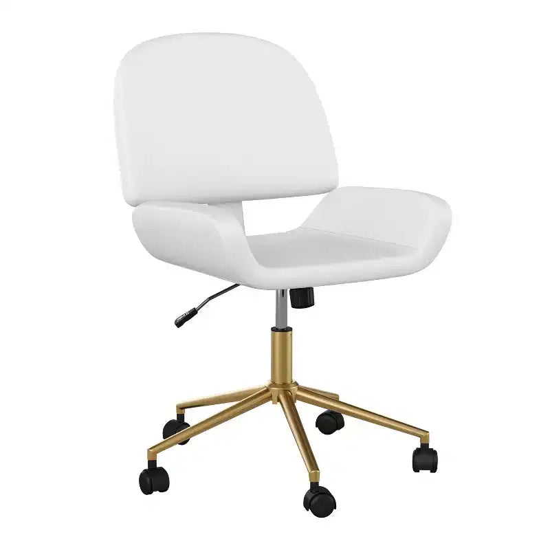 Chaise de bureau sans accoudoirs en similicuir gris avec hauteur réglable, pour 1 personne