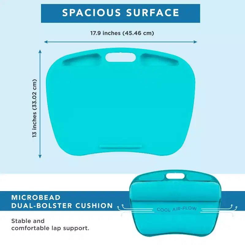 Bureau pour ordinateur portable noir/bleu/gris/rose avec compartiments de rangement – 1 personne