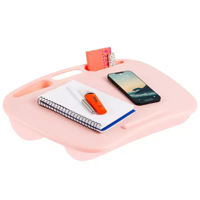 Bureau pour ordinateur portable noir/bleu/gris/rose avec compartiments de rangement – 1 personne