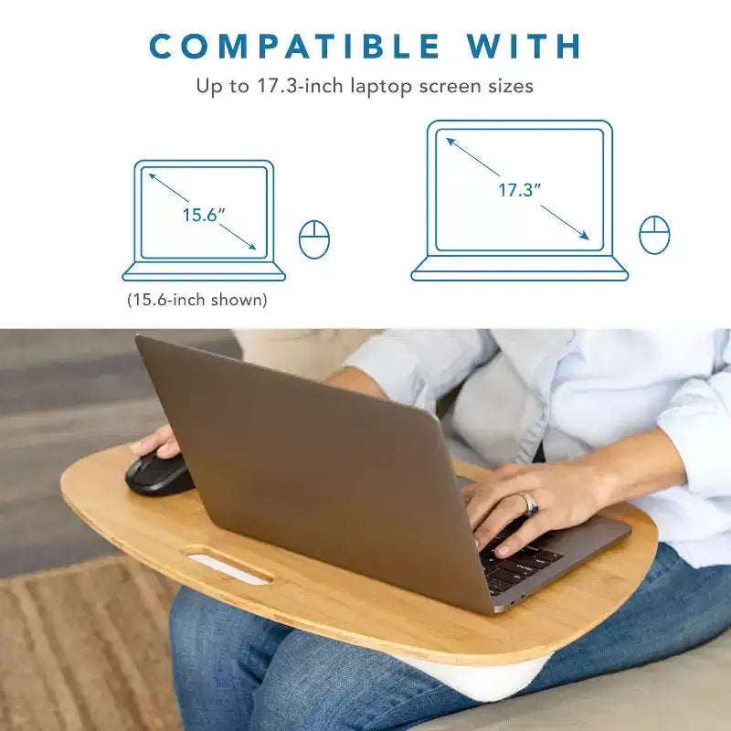 Tablette de lit en bambou marron/blanc cassé – un seul utilisateur