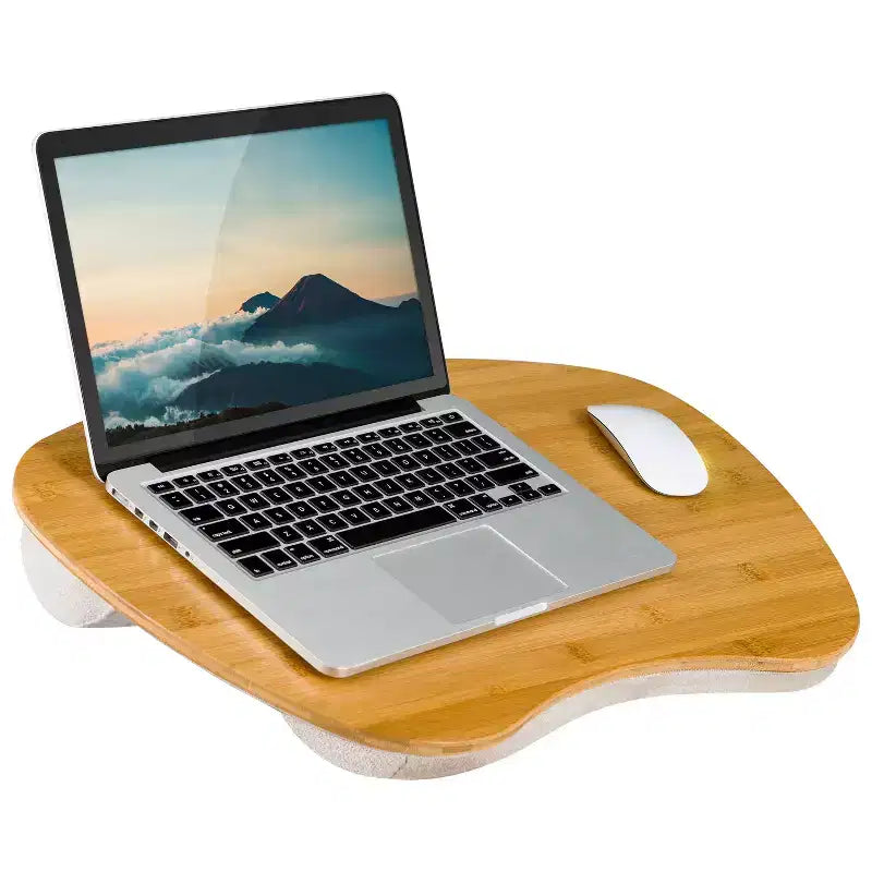 Tablette de lit en bambou marron/blanc cassé – un seul utilisateur