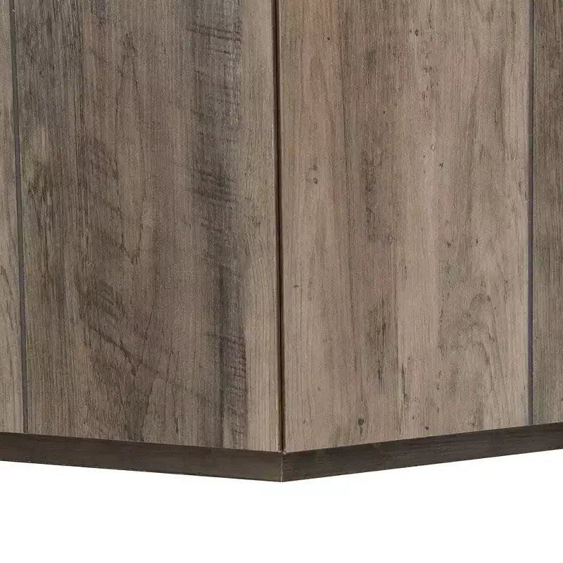 Table basse hexagonale noire et marron clair avec 2 tiroirs, plateau en marbre, pour 1 personne