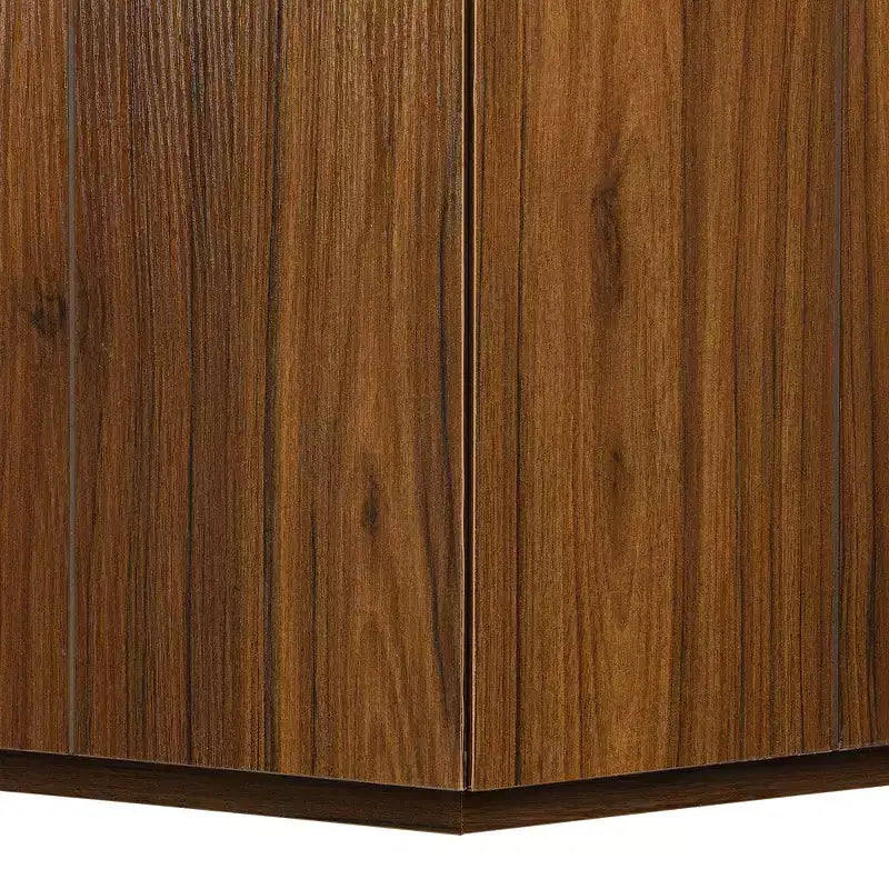 Table basse hexagonale noire et marron clair avec 2 tiroirs, plateau en marbre, pour 1 personne