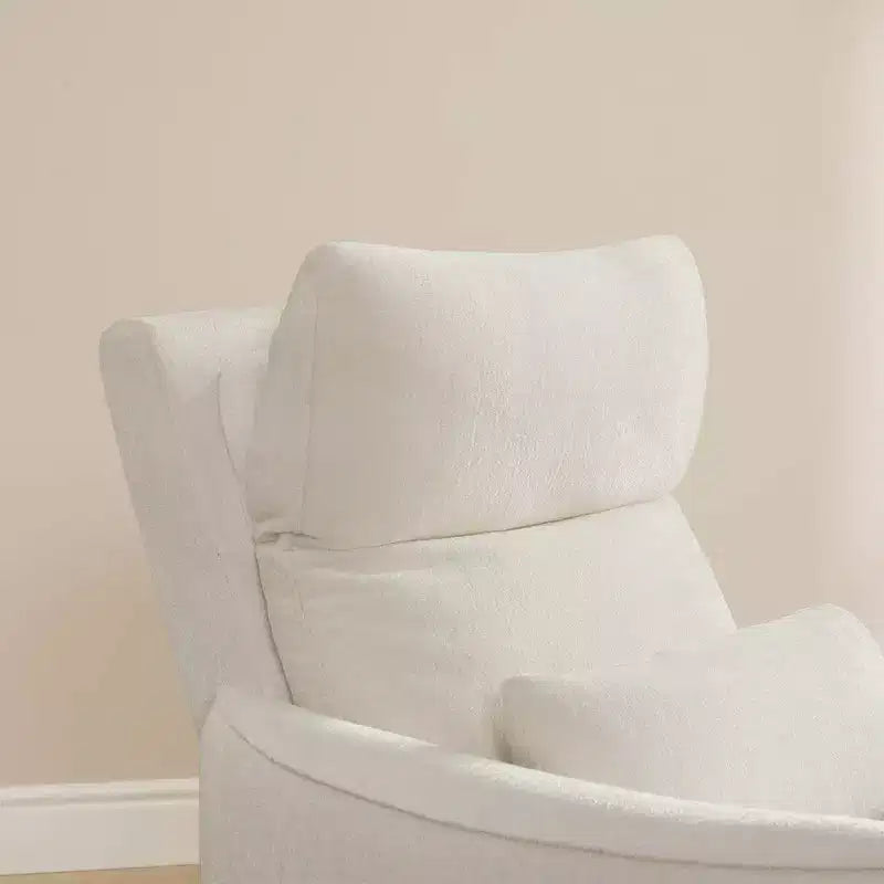 Fauteuil de relaxation et bercement pivotant électrique pour chambre d'enfant avec coussin de soutien lombaire, 1 place, crème/gris tourterelle/vert mousse
