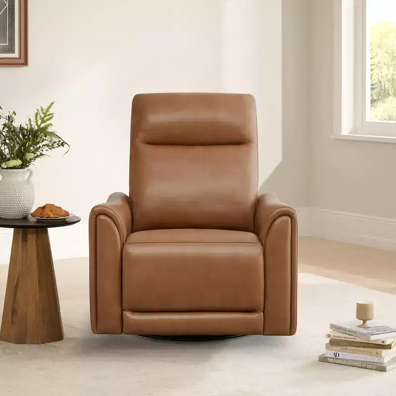 Fauteuil inclinable motorisé pivotant et glissant, gris clair et couleur selle, une place