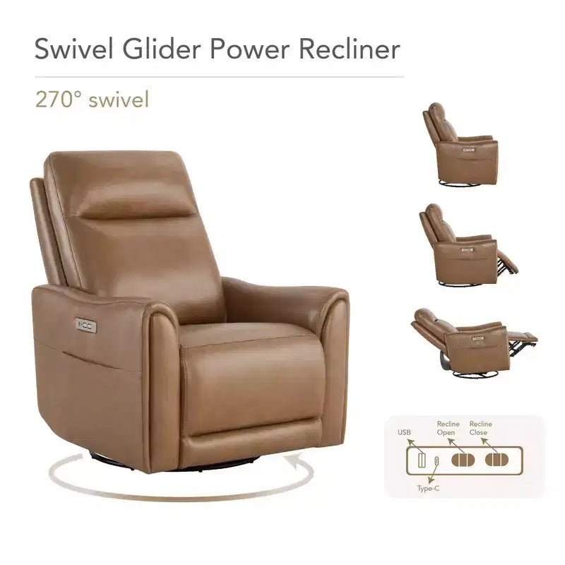 Fauteuil inclinable motorisé pivotant et glissant, gris clair et couleur selle, une place