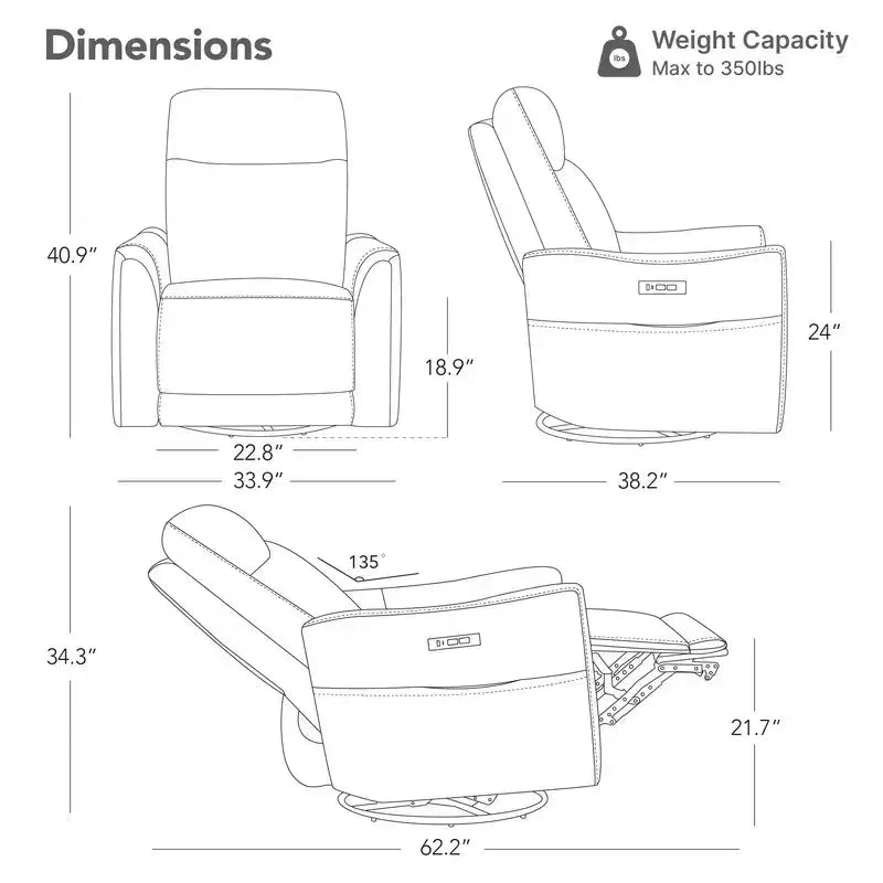 Fauteuil inclinable motorisé pivotant et glissant, gris clair et couleur selle, une place
