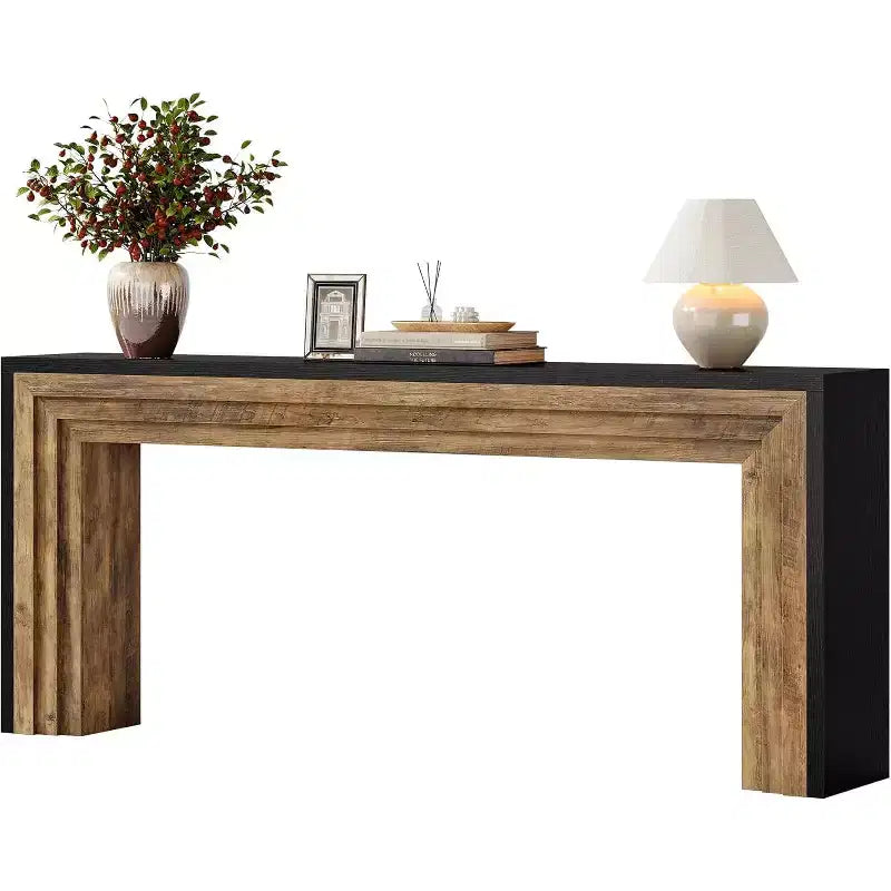 Console étroite en bois noir et marron de 180 cm – Style entrée / canapé