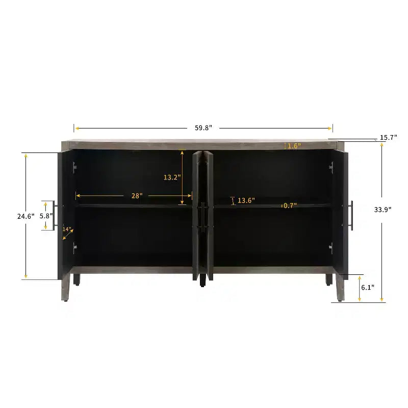 Buffet Vintage 4 Portes 152 cm Noir Antique / Marron Antique