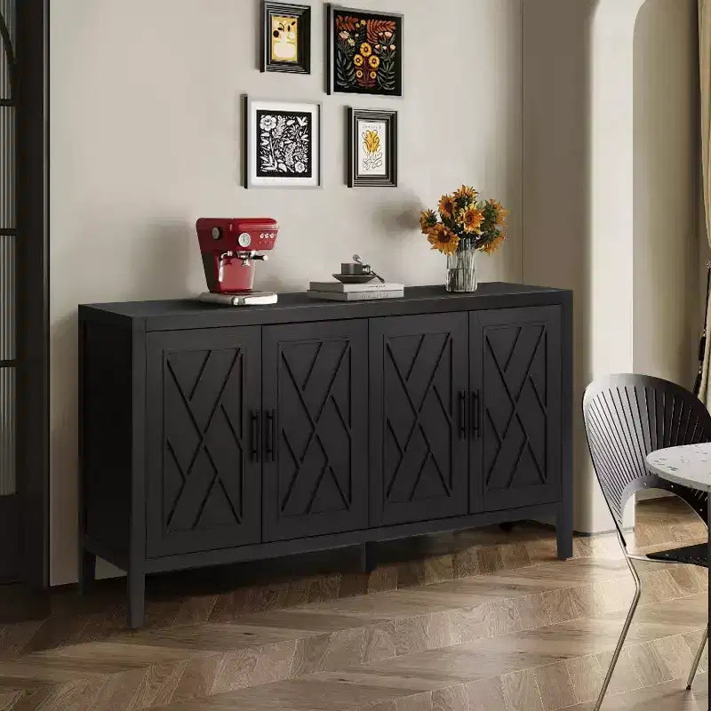 Buffet Vintage 4 Portes 152 cm Noir Antique / Marron Antique