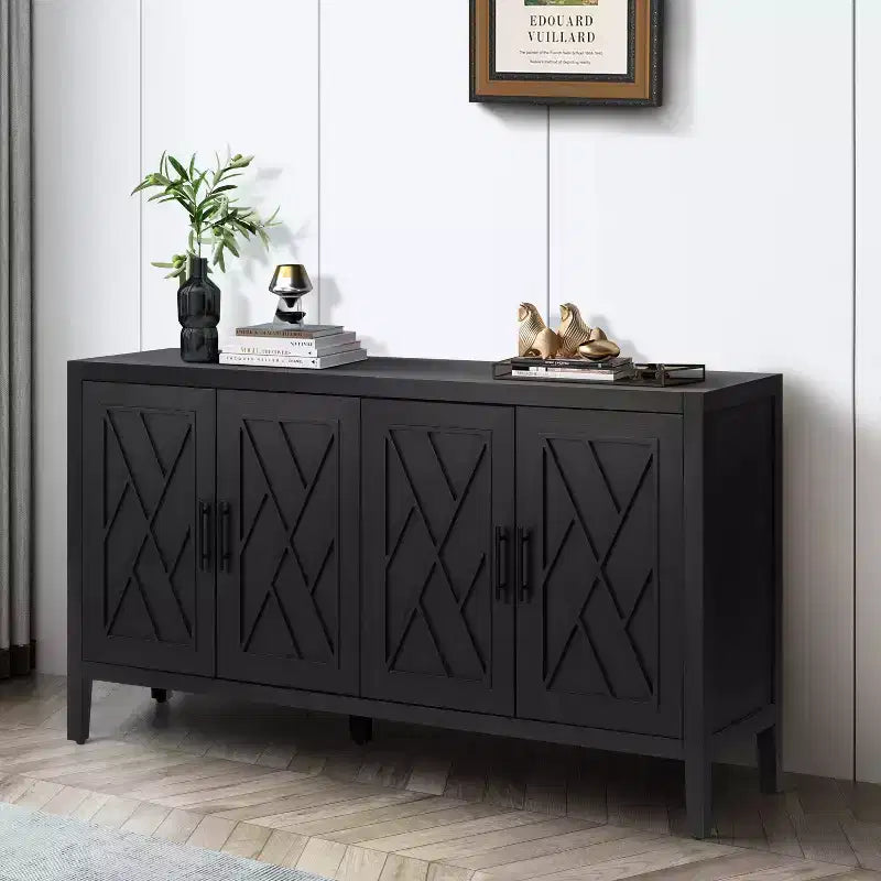 Buffet Vintage 4 Portes 152 cm Noir Antique / Marron Antique