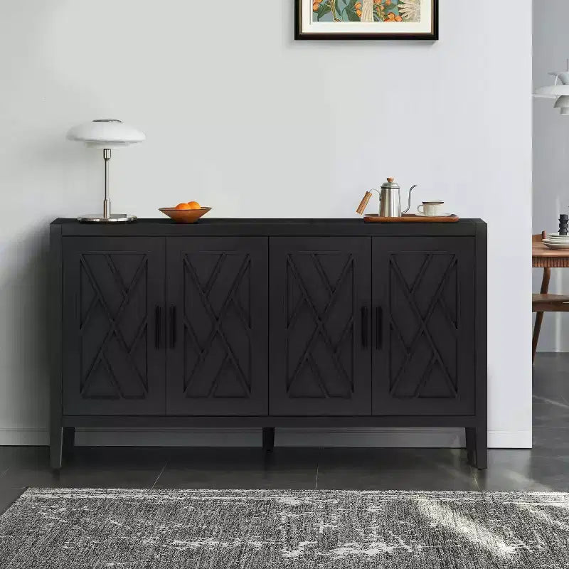 Buffet Vintage 4 Portes 152 cm Noir Antique / Marron Antique