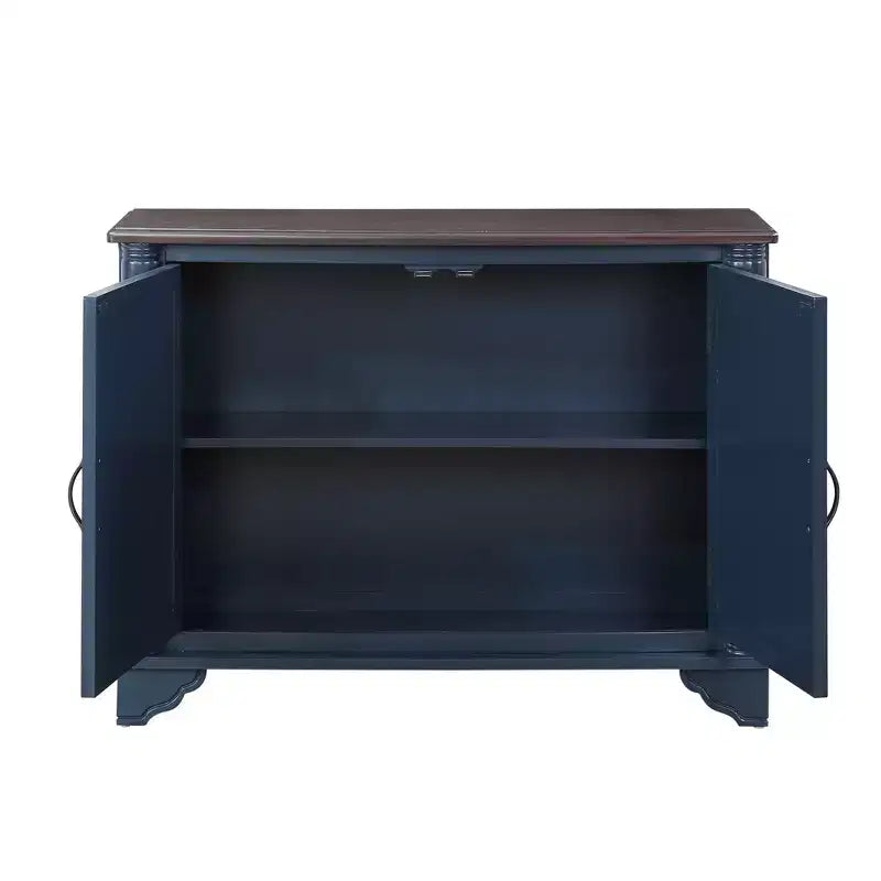 Bahut à 2 portes espresso clair / bleu marine – Pin, 40 po.