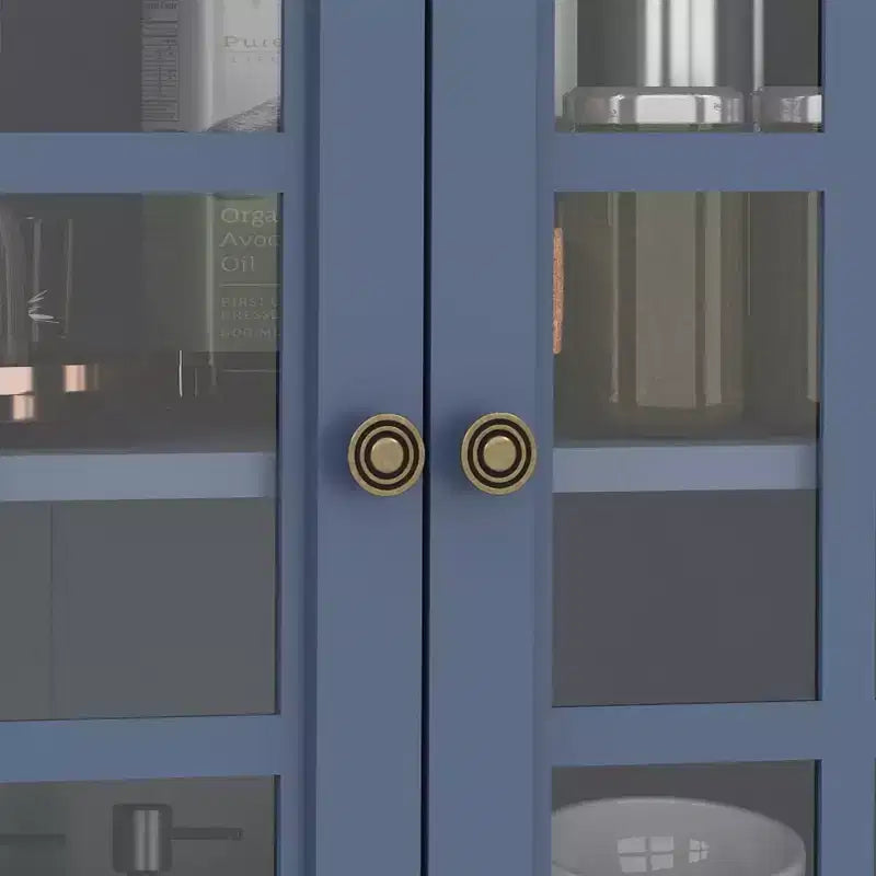 Meuble de rangement vert/noir/bleu avec portes vitrées, 2 portes et 1 tiroir, pour 1 personne