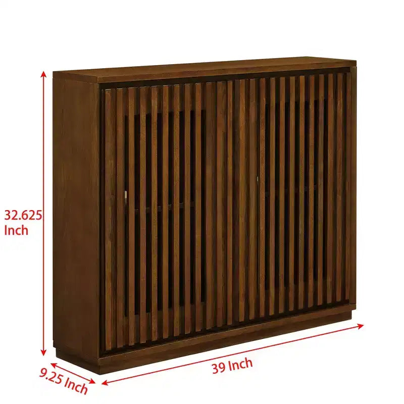 Buffet/armoire de rangement mi-siècle noir/noyer avec 2 portes à lattes et 2 étagères, pour 1 personne