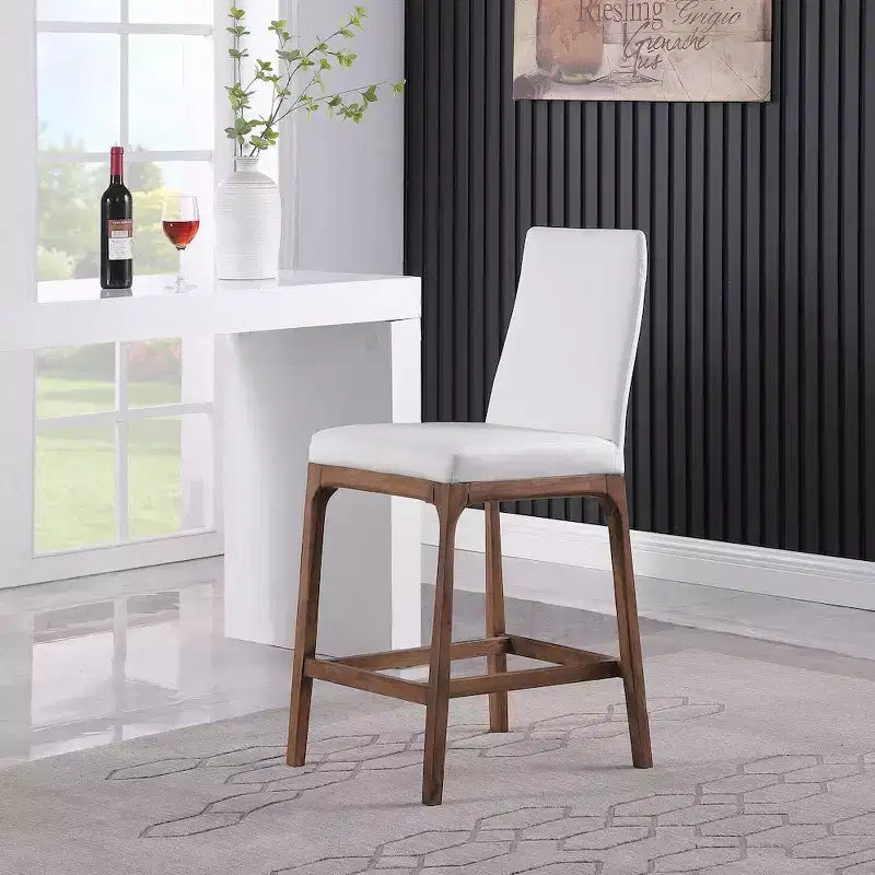 Tabouret de comptoir rembourré gris/noyer, 1 place