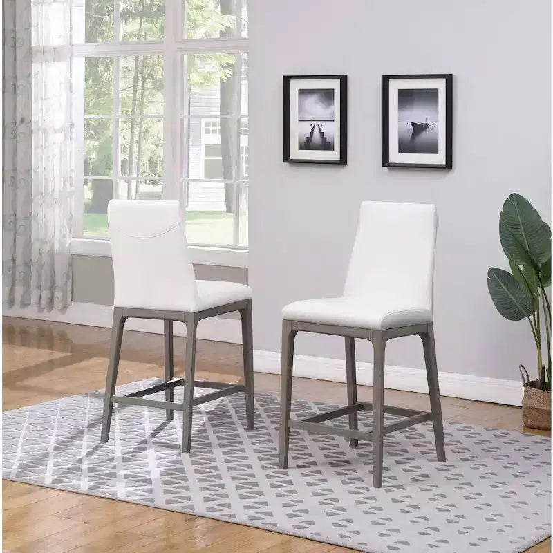 Tabouret de comptoir rembourré gris/noyer, 1 place